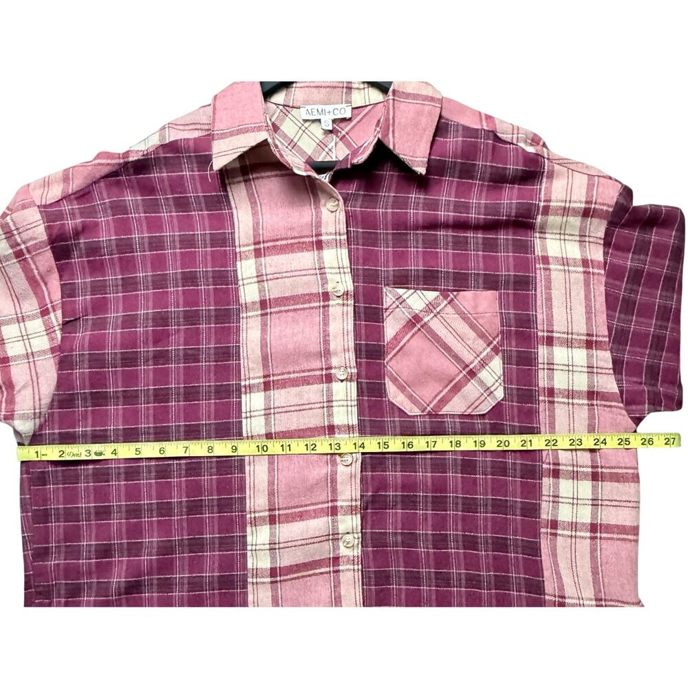 NEW Pink Kambrie Plaid Flannel Shirt SMALL - Picture 10 of 10